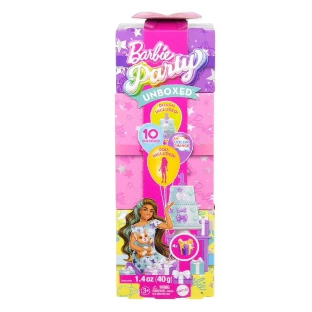 Barbie Party Unboxed Pet‎ Birthday Surprise Playset with 10 Fun Surprises
